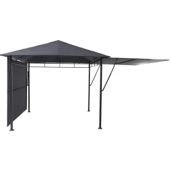 Pérgola OMELYA gris ardósia con cortinas 3x3m