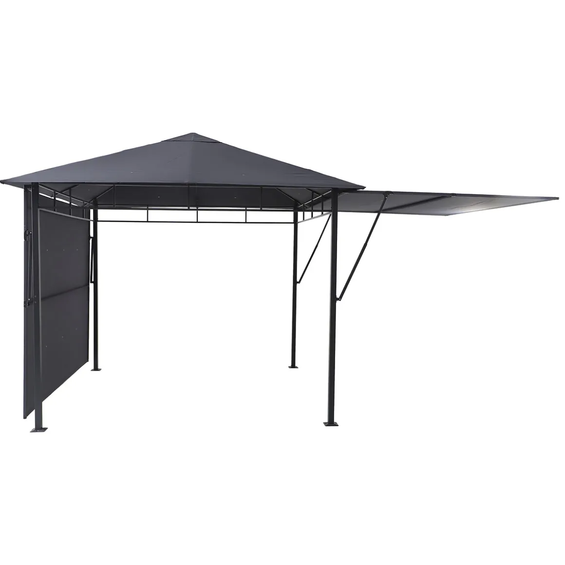 Pérgola OMELYA gris ardósia con cortinas 3x3m