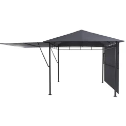 Pérgola OMELYA gris ardósia con cortinas 3x3m