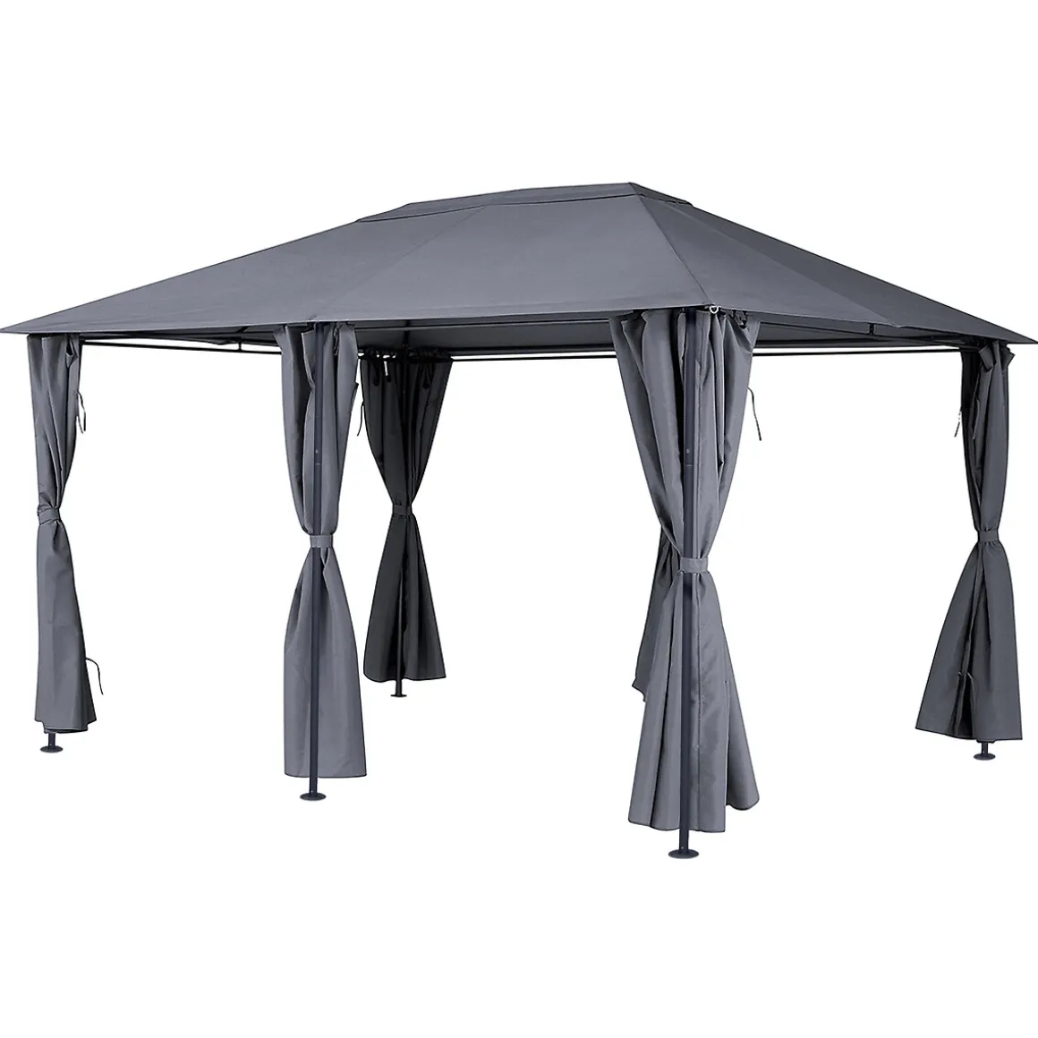 Pérgola SANTORINI gris ardósia con cortinas 3x4m