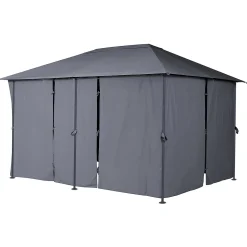 Pérgola SANTORINI gris ardósia con cortinas 3x4m