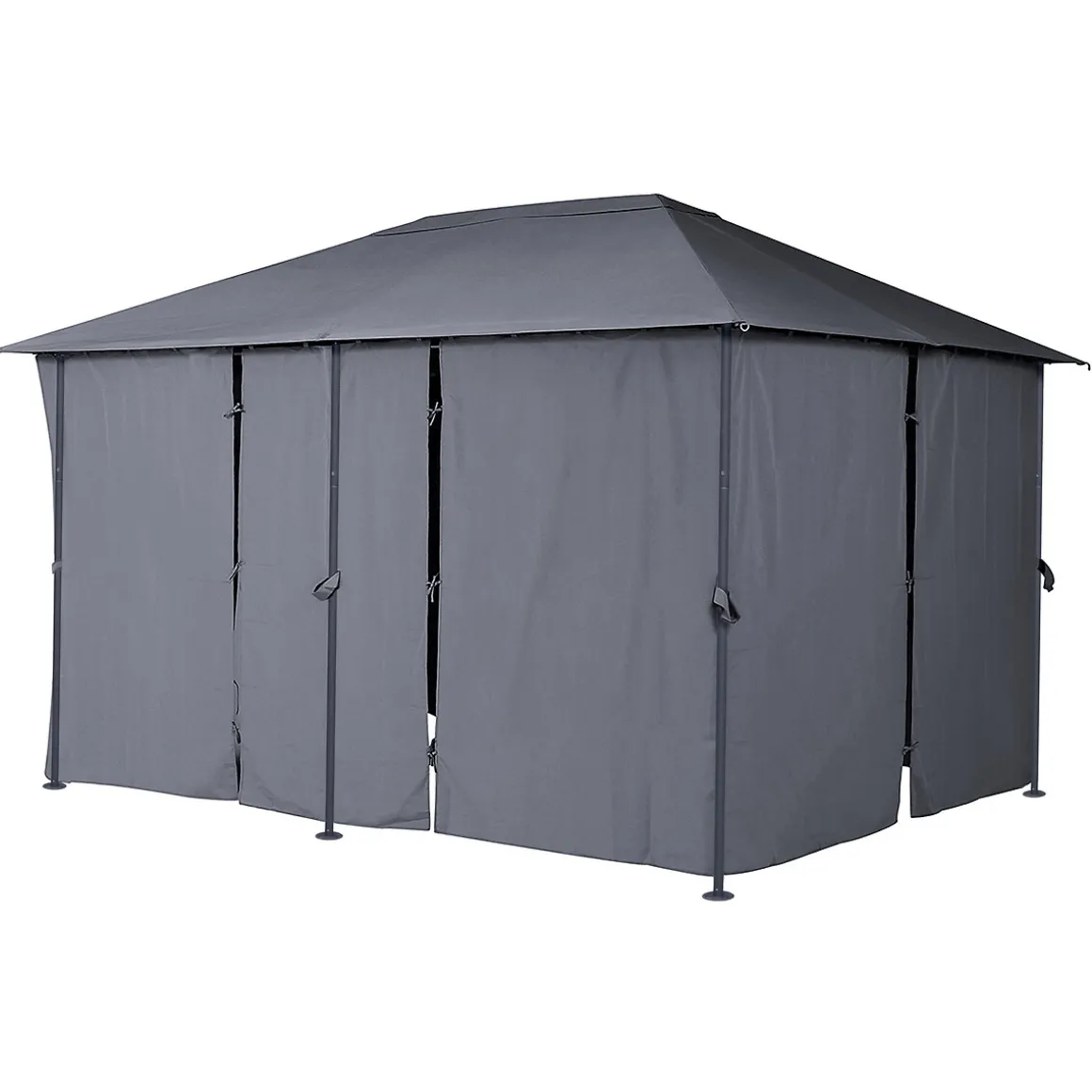 Pérgola SANTORINI gris ardósia con cortinas 3x4m