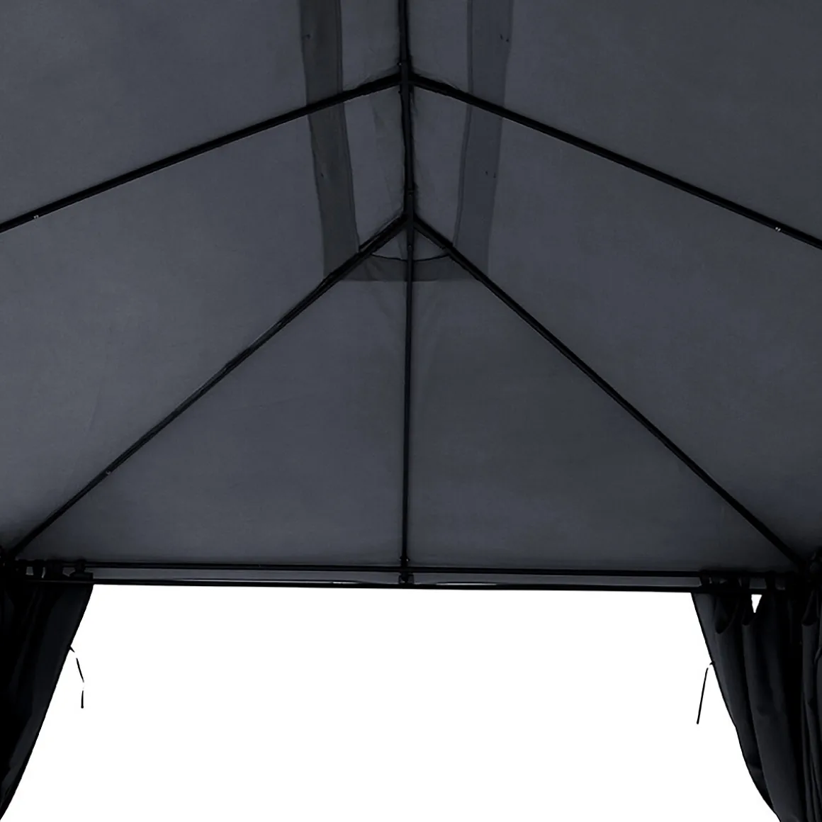 Pérgola SANTORINI gris ardósia con cortinas 3x4m