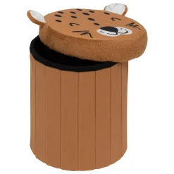 Puf con almacenaje de leopardo 36x30cm