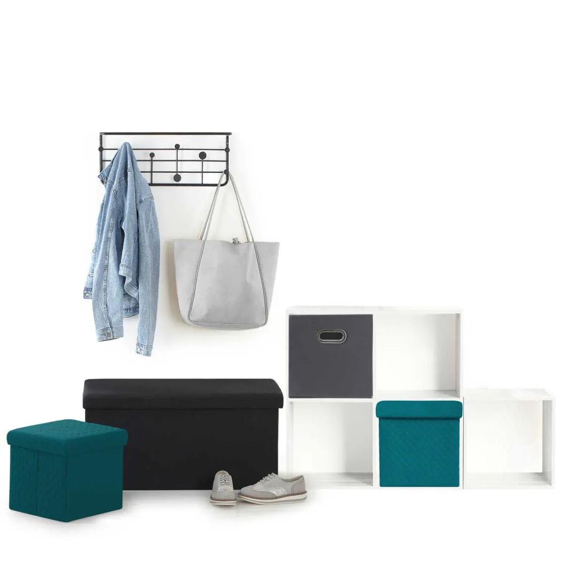 Puf De Almacenaje Terciopelo 31x31Cm