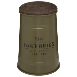 Puf JOÃO Verde Caqui de metal y mdf