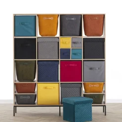 Puf MIXMODUL de terciopelo gris 31x31Cm