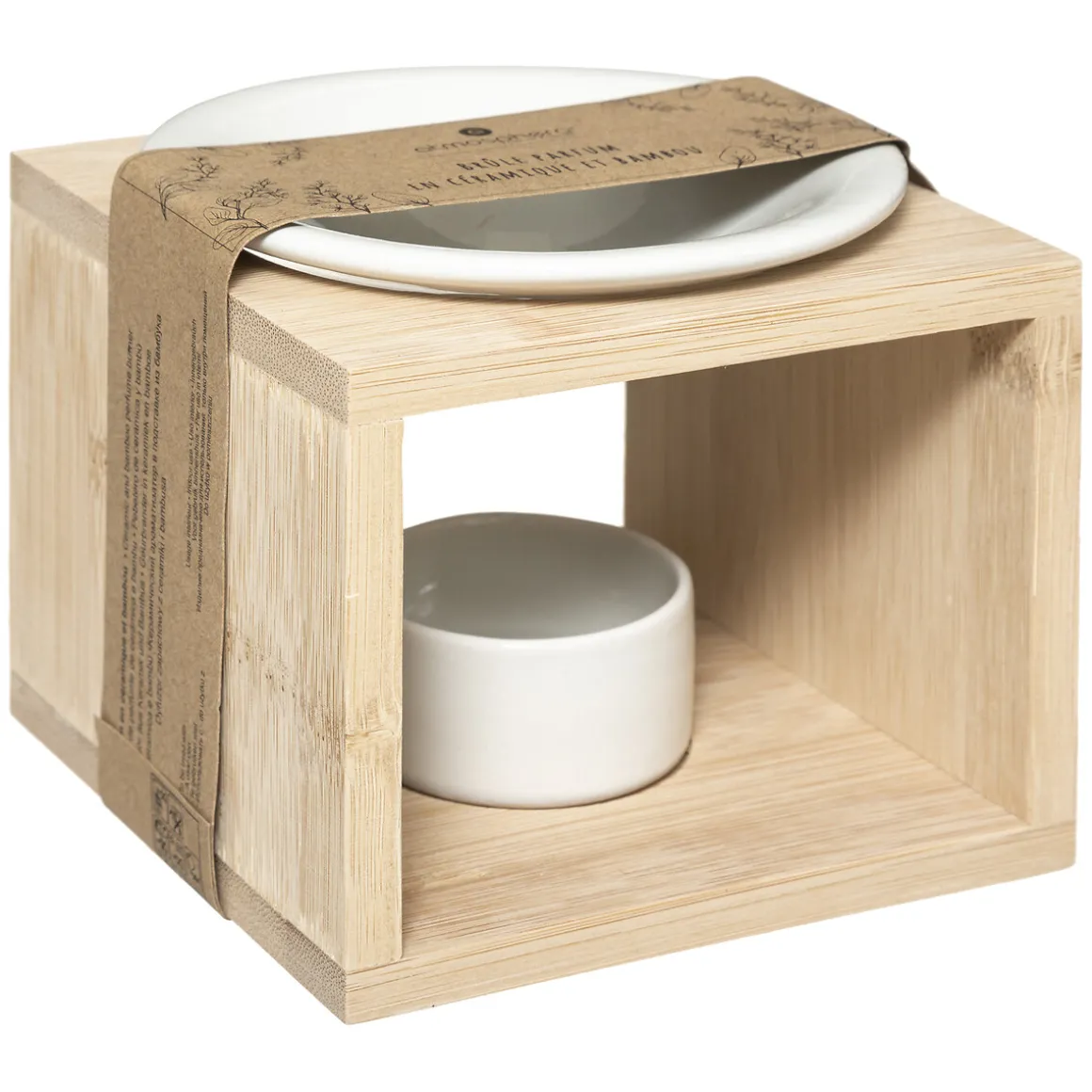 Quemador Bambú/Cerámica 11.5x11.5x9.5Cm