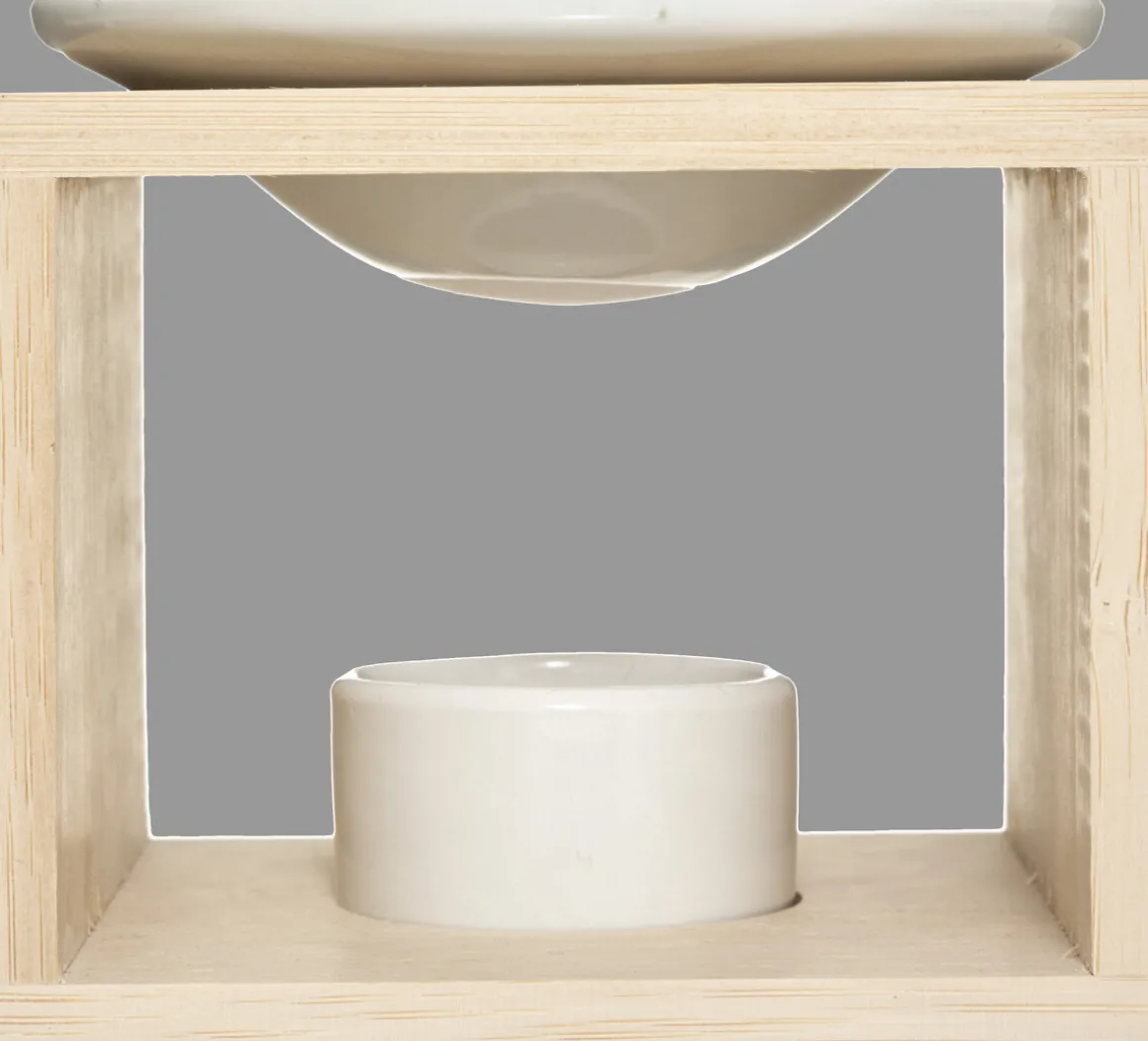 Quemador Bambú/Cerámica 11.5x11.5x9.5Cm