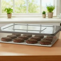 Recipiente Rectangular C/Red Gris