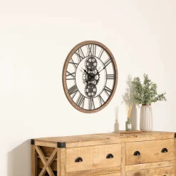 Reloj De Pared De Metal Y Madera