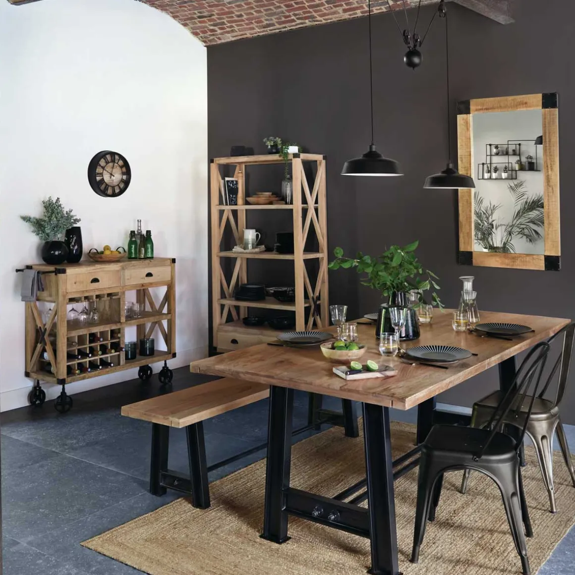 Reloj De Pared Vintage Marrón 39Cm