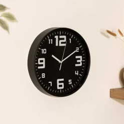 Reloj Pared Negro De Plástico 30Cm