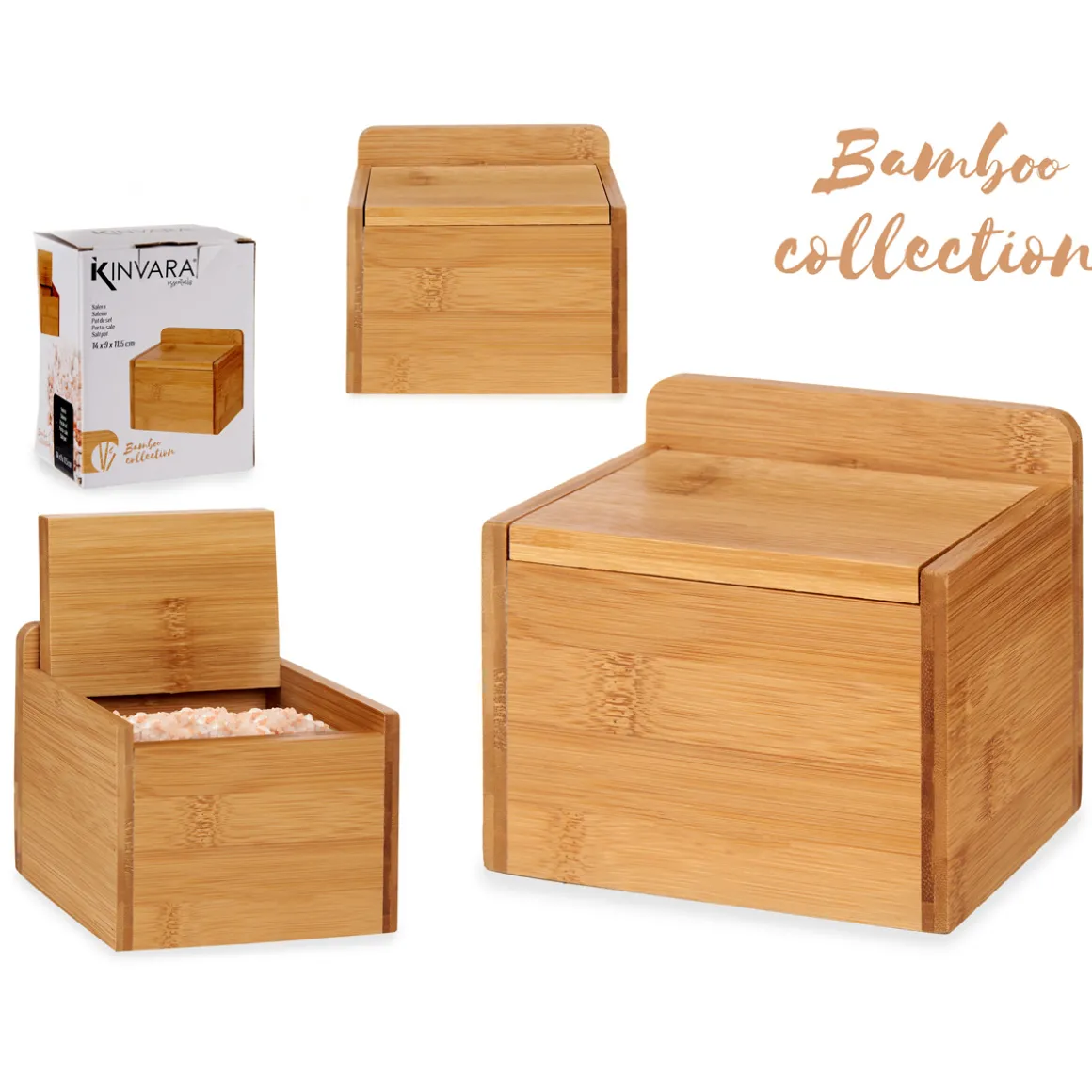 Salero De Bambú Con Tapa 14X9X11Cm
