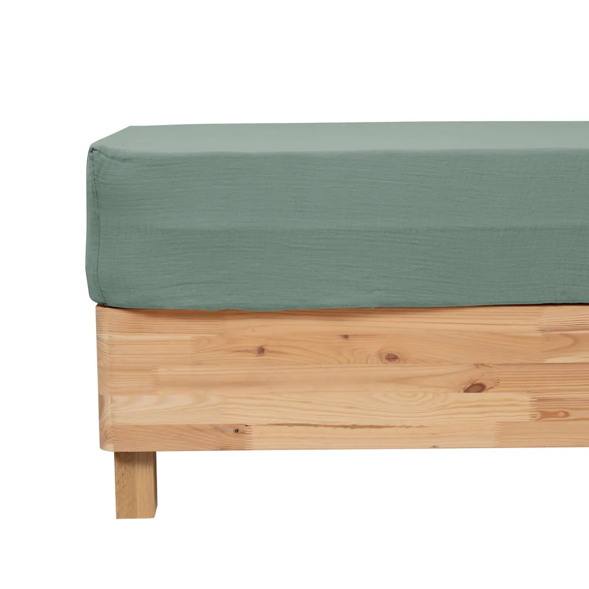 Sábana ajustable FLORA de algodón verde 140x190cm