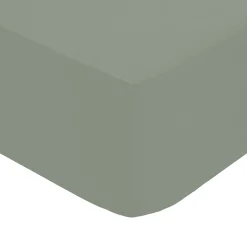 Sábana bajera ajustable verde de algodón percal