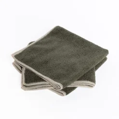 Set 3 bayas microfibra verde caqui 34x34cm