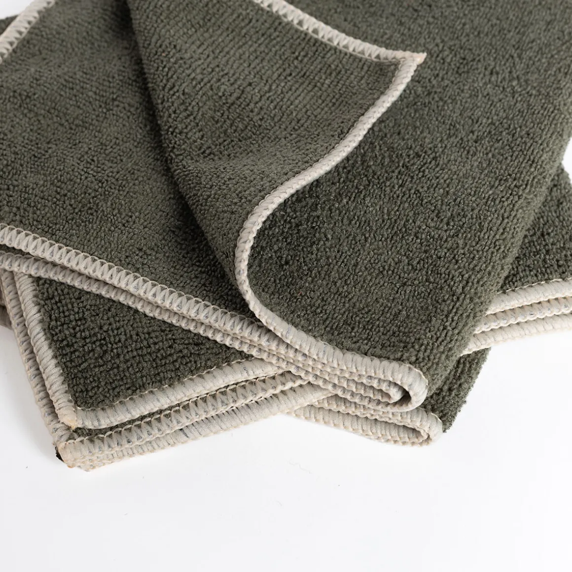 Set 3 bayas microfibra verde caqui 34x34cm