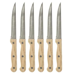 Set 6 Cuchillos Chuleteros Mango Madera