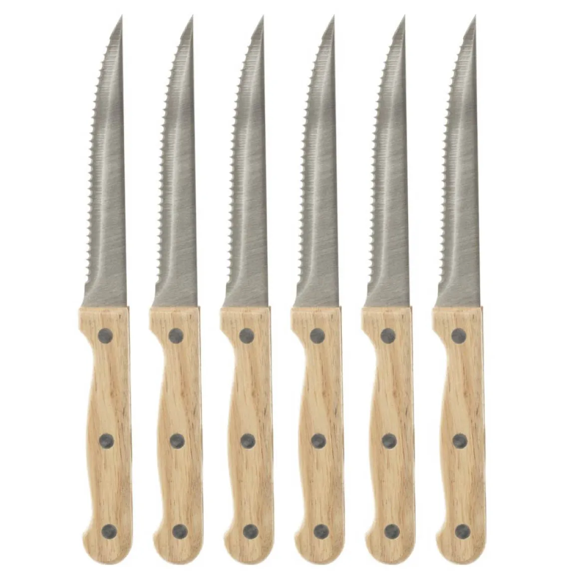 Set 6 Cuchillos Chuleteros Mango Madera