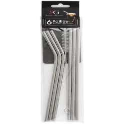 Set 6 Pajitas Inoxidables Con Cepillo