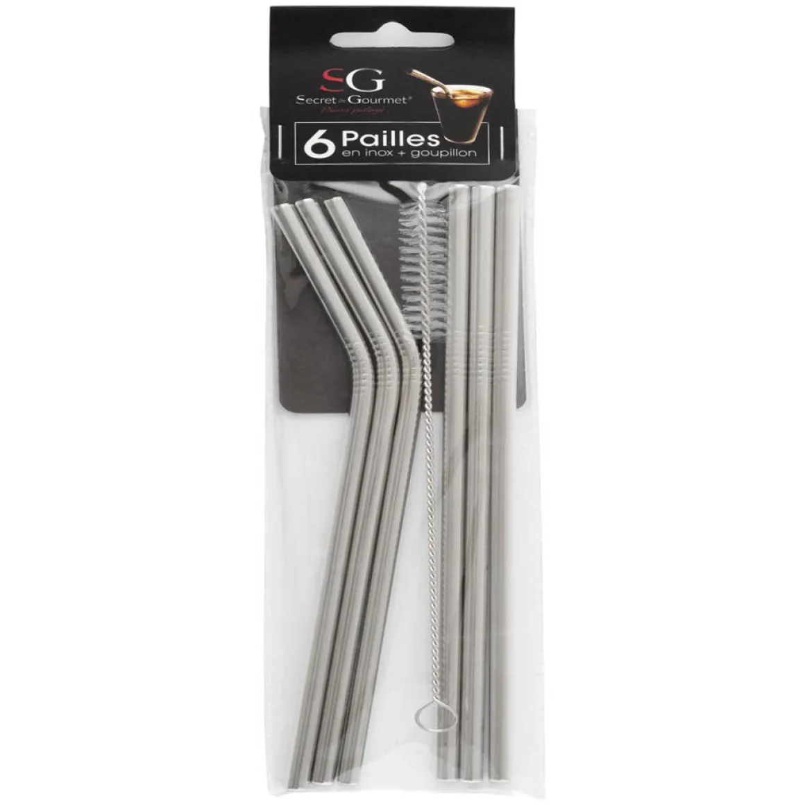 Set 6 Pajitas Inoxidables Con Cepillo