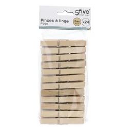 Set 24 Pinzas De Madera Para Ropa