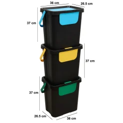 Set de 3 cubos de reciclaje 24L