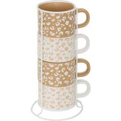 Set de 4 tazas LEOPARDI con soporte 20cl