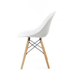 Silla Mezy Blanca Con Patas De Madera