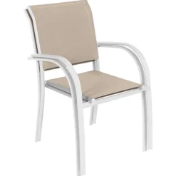 Silla PIAZZA lino y blanco