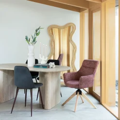 Silla ROKA terciopelo gris ardosia patas marrones