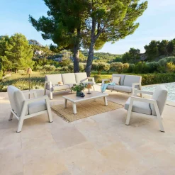 Sofá AXIOME de aluminio natural y gris