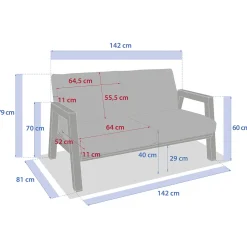 Sofá AXIOME de aluminio natural y gris