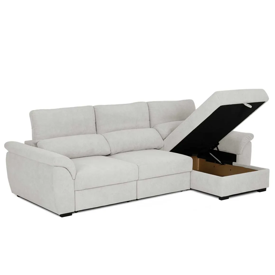 Sofá cama BREMAN gris c/arcón y chaise longue