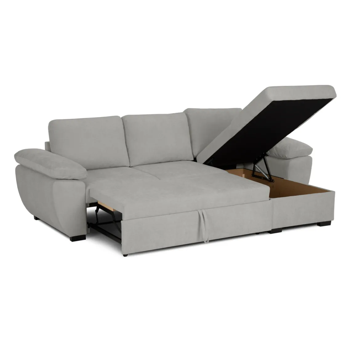 Sofá cama DRESDEN con arcón y chaise longue beige