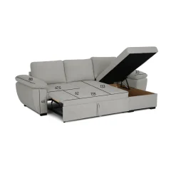 Sofá cama DRESDEN con arcón y chaise longue beige