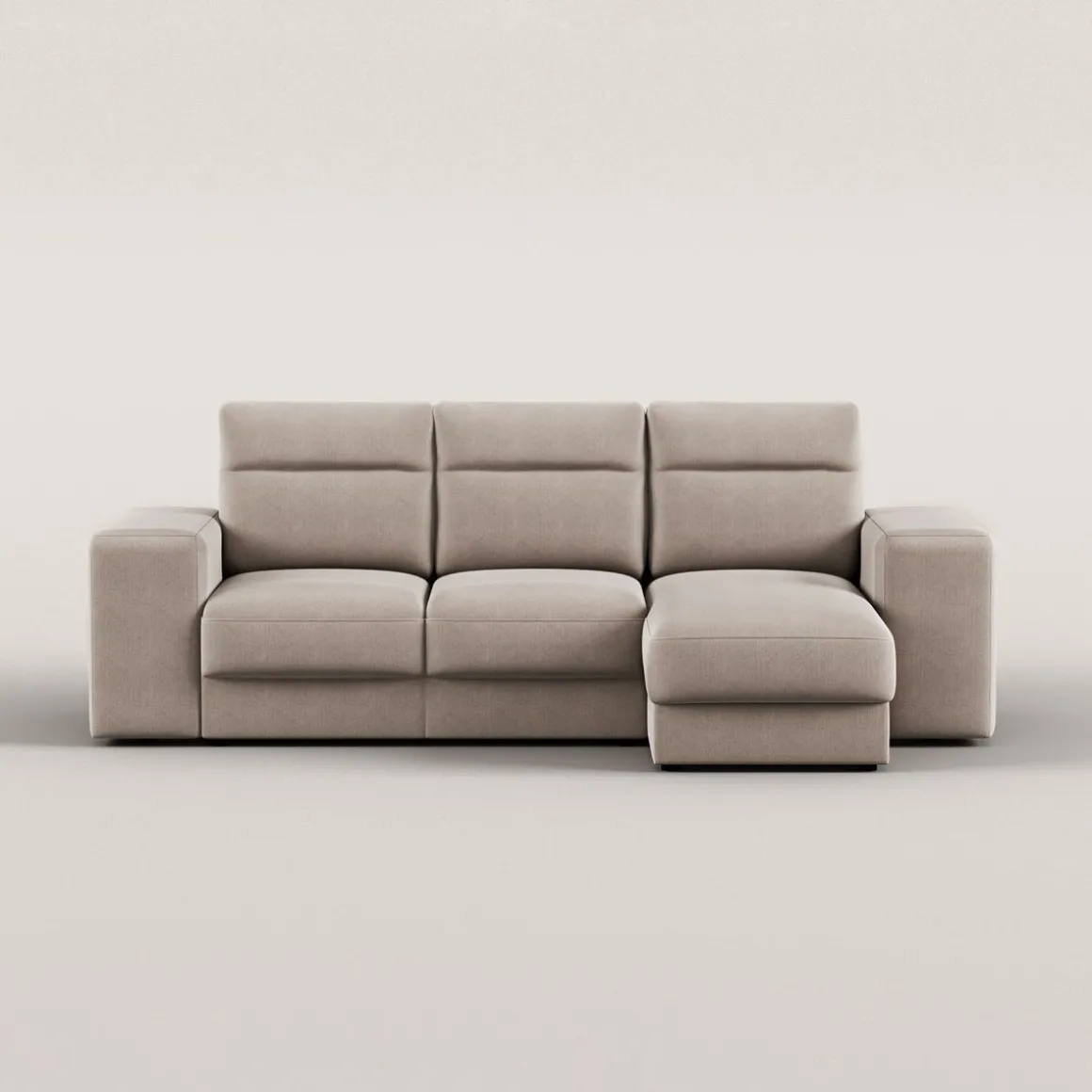 Sofá cama TRENTO taupe con chaise longue