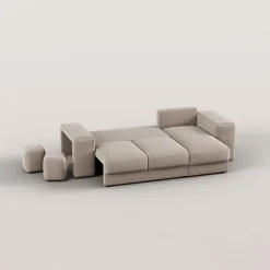 Sofá cama TRENTO taupe con chaise longue