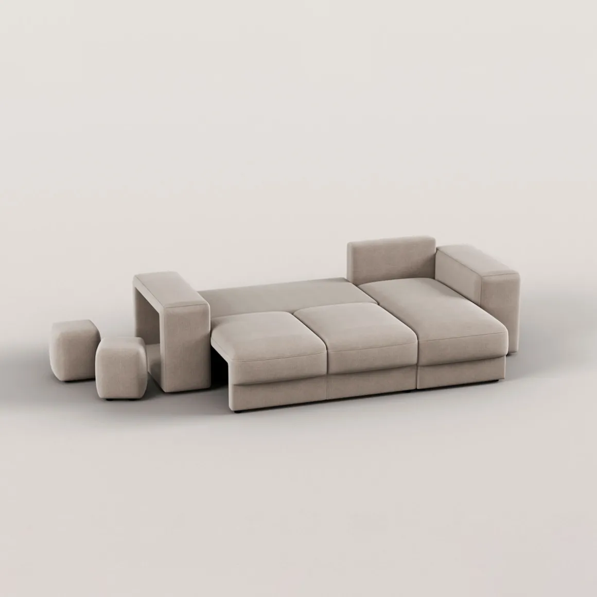 Sofá cama TRENTO taupe con chaise longue