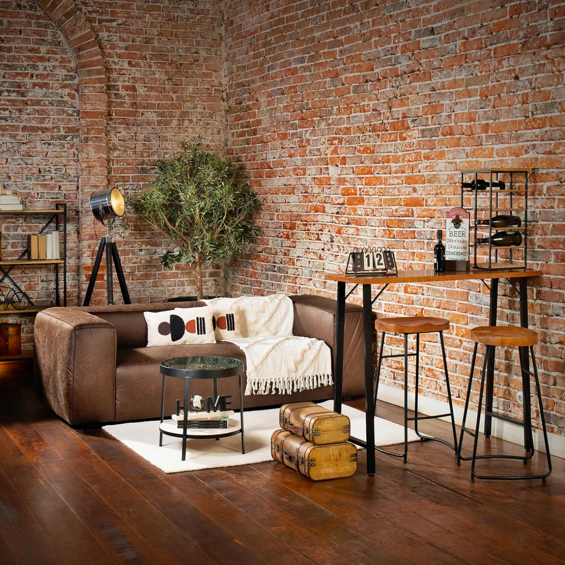 Sofá Chicago Marrón De Cuero Sintético