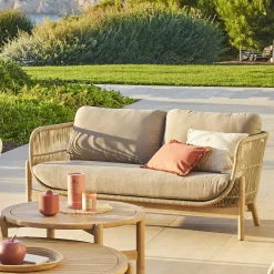 Sofá DEONA madera de acacia gris pardo 2 plazas