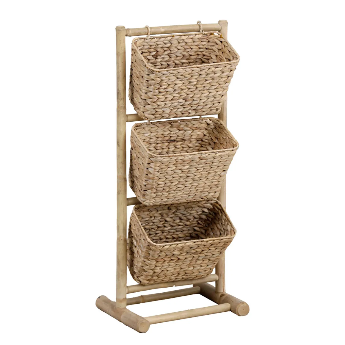 Soporte de ducha de bambú con 3 cestos jacinto