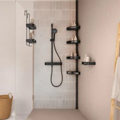 Soporte de ducha negro aluminio y acero
