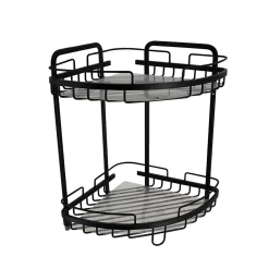 Soporte De Ducha Negro Con 2 Baldas