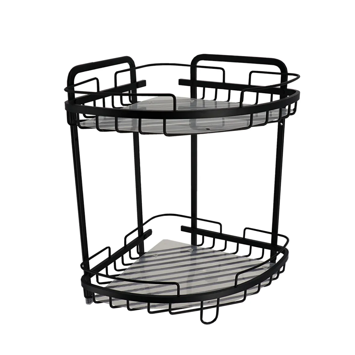 Soporte De Ducha Negro Con 2 Baldas