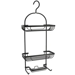 Soporte De Ducha Negro Con 2 Ganchos