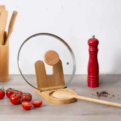 Soporte para cuchara y tapa de cocina de Bambú