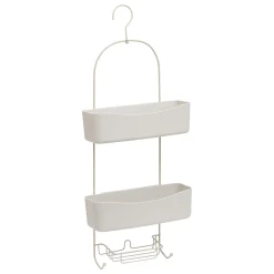 Soporte para ducha beige metálico con 2 ganchos
