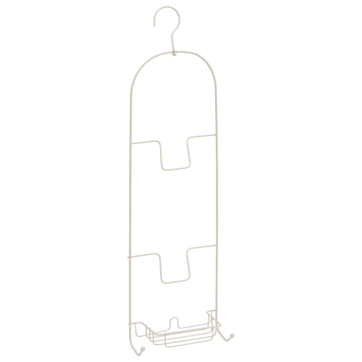 Soporte para ducha beige metálico con 2 ganchos